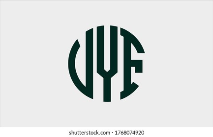 VYF circular emblem alphabet letter vector logo template