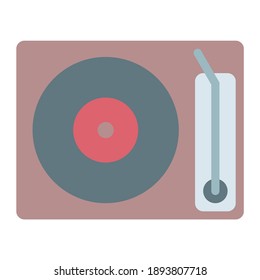 vynil disc player using soft color and flat style