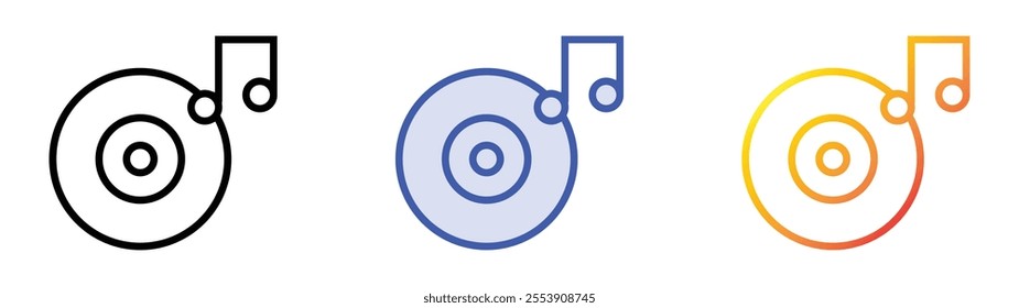 vynil icon. Linear, Blue Fill and Gradient Style Design Isolated On White Background