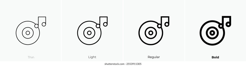 vynil icon. Thin, Light Regular And Bold style design isolated on white background