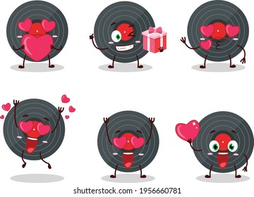 Vynil record cartoon character with love cute emoticon