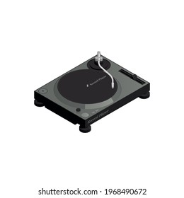 Vynil Record Player On White Background Isometric 3d Icon Vector Illustration