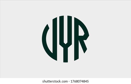 VYR circular emblem alphabet letter vector logo template