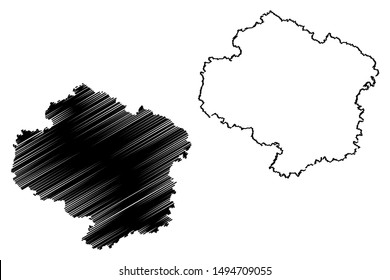 Vysocina Region (Bohemian lands, Czechia, Regions of the Czech Republic) map vector illustration, scribble sketch Vysočina map