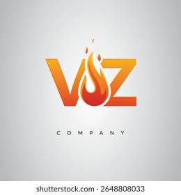 VZ Creative Fire Letter Logo Design