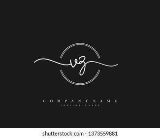 VZ initial handwriting logo template vector