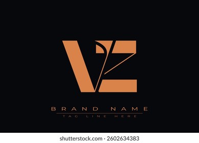 VZ initial letter logo design. Letter V and Z luxury alphabet letter logo icon template