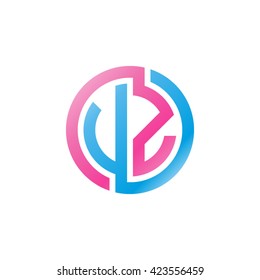 VZ initial letters looping linked circle logo pink blue