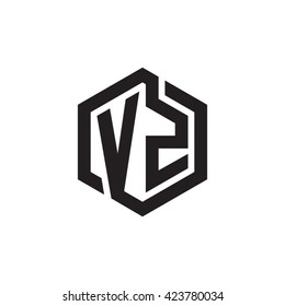 VZ initial letters looping linked hexagon monogram logo