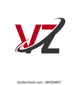 VZ initial logo company name colored red and black swoosh design, isolated on white background. vector logo for business and company identity.