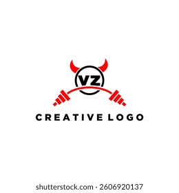 VZ initial monogram for fitnes or gym logo with devil style design