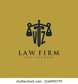 VZ initial monogram for lawfirm logo with sword and scale