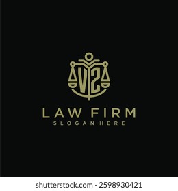 VZ initial monogram logo for lawfirm with scale vector design