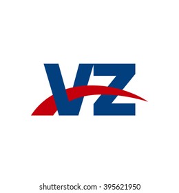 VZ initial overlapping swoosh letter logo blue red