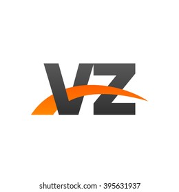 VZ initial overlapping swoosh letter logo black orange