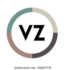 VZ  letters , four colors in abstract background logo, design identity in circle, alphabet letter