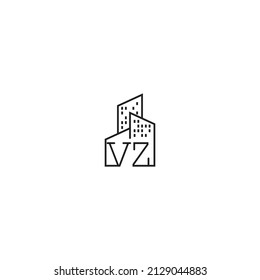 Logotipo de concepto de línea VZ en diseño profesional de alta calidad que será mejor para empresas relacionadas con bienes raíces