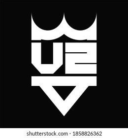 Monograma del logotipo VZ con forma de corona aislado en el fondo negro