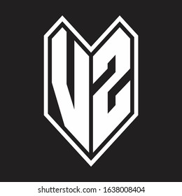 VZ Logo monogram with emblem line style isolated on black background