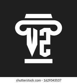 VZ Logo monogram with pillar style design template