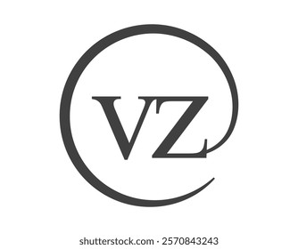 VZ logo from two letter with circle shape email sign style. V and Z round logotype of business company for brand identity.