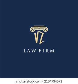 VZ monogram initial logo for lawfirm with pillar design