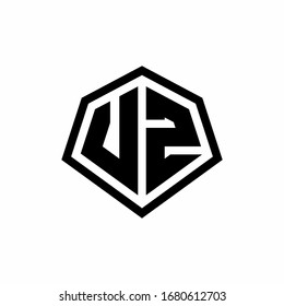 Logotipo de monograma VZ con forma hexagonal y plantilla de diseño de estilo redondeado en línea aislado en fondo blanco