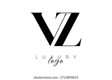 Logotipo de la tipografía del monograma de la letra de VZ, vz Serif para la identidad elegante de la marca de Premium