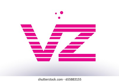 vz v z alphabet letter logo pink purple line stripe company design template creative abstract vector