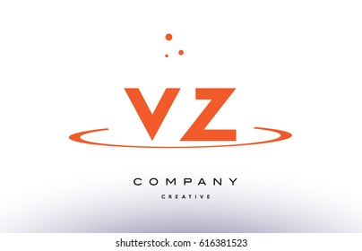 VZ V Z creative orange swoosh dots alphabet company letter logo design vector icon template