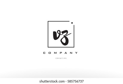 vz v z hand writing written black white alphabet company letter logo square background small lowercase design creative vector icon template 