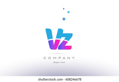 vz v z  pink purple blue white uppercase lowercase modern creative alphabet gradient company letter logo design vector icon template