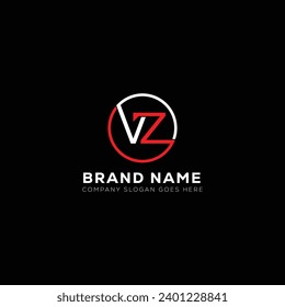 VZ White Letter monogram Logo Design with Black Background. V Z