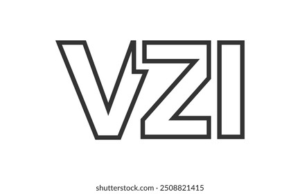 VZI logo design template with strong and modern bold text. Initial based vector logotype featuring simple and minimal typography. Trendy company identity ideal for businesses brand presence.