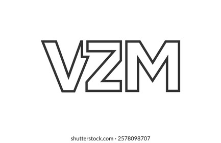 VZM logo design template with strong and modern bold text. Initial based vector logotype featuring simple and minimal typography. Trendy company identity ideal for businesses brand presence.