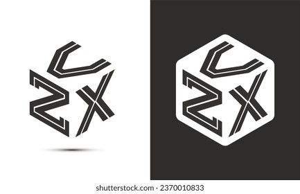 VZX letter logo design with illustrator cube logo, vector logo modern alphabet font overlap style. Premium Business logo icon. White color on black background