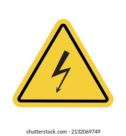 Signo W 08 para impresión. Símbolo de advertencia de alto voltaje. Icono de seguridad amarillo.