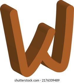 W 3d Letter Alphabet W Logo In Orange Brown Color 3d Icon