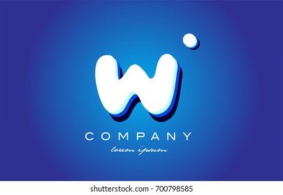 W 3d letters blue white logo vector creative company icon design template modern white