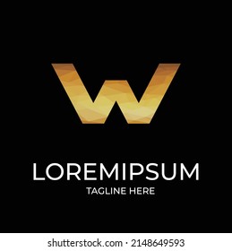 W abstract gold logo design vector