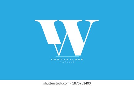W iniciales abstractas símbolo de texto de letra monograma diseño del logotipo del alfabeto