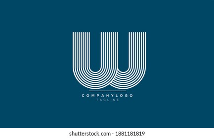 W iniciales abstractas símbolo de texto de letra monograma diseño del logotipo del alfabeto