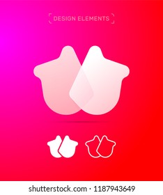 W abstract letter logo. Origami paper, material design, flat and line style. Simple icon set