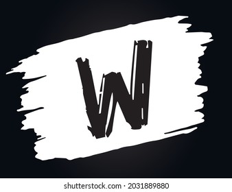 W - Alphabet with brush effect and black background.