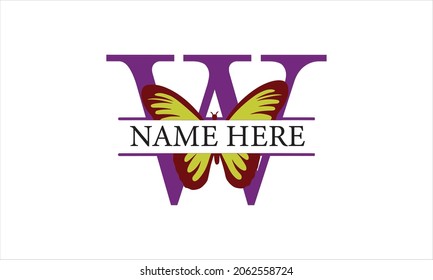 W Alphabet Butterfly abstract monogram vector logo template