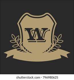 W Alphabet initials crest emblem logo