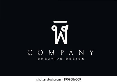 W alphabet letter logo icon. Black and white Design for lettering and corporate identity. Professional elegant template with vintage abstract style