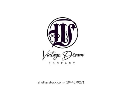 W alphabet letter logo icon. Vintage design concept for company and business. Corporate identity in black and white with retro style