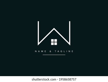 W alphabet letter logo icon with house design