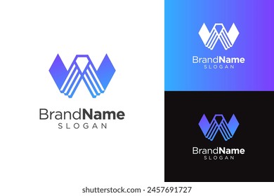 W alphabet letter vector symbol logo. Abstract initial letters w monogram logo template, icon for business